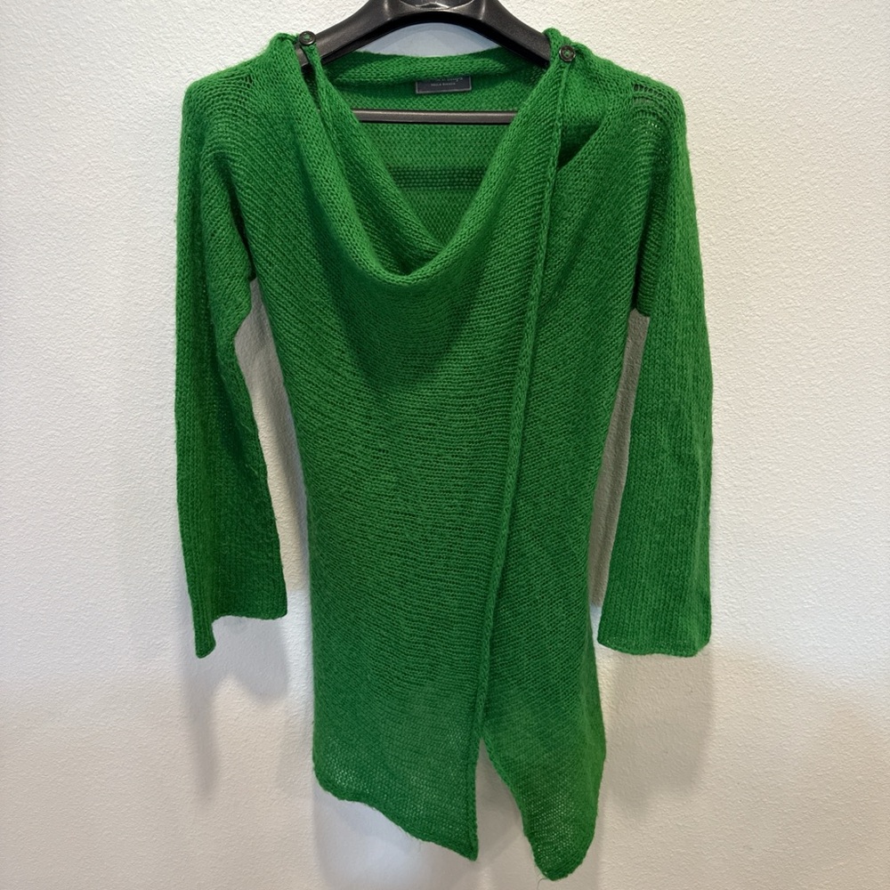 Wooden Ships Kelly Green 💚 Mohair Wool Blend Wrap Cardigan Sweater Size S/M